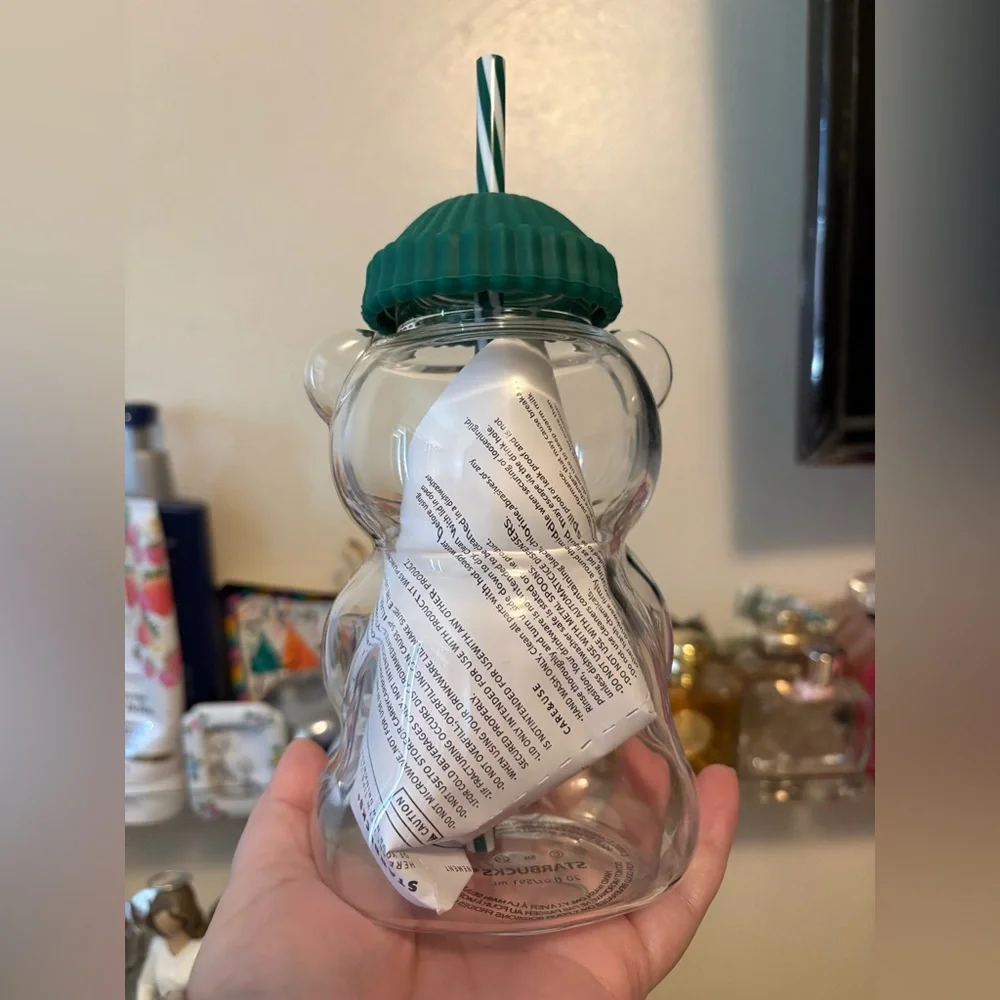 Starbucks Clear Bear Tumbler with Green Lid and Straw - Picture 3 of 4